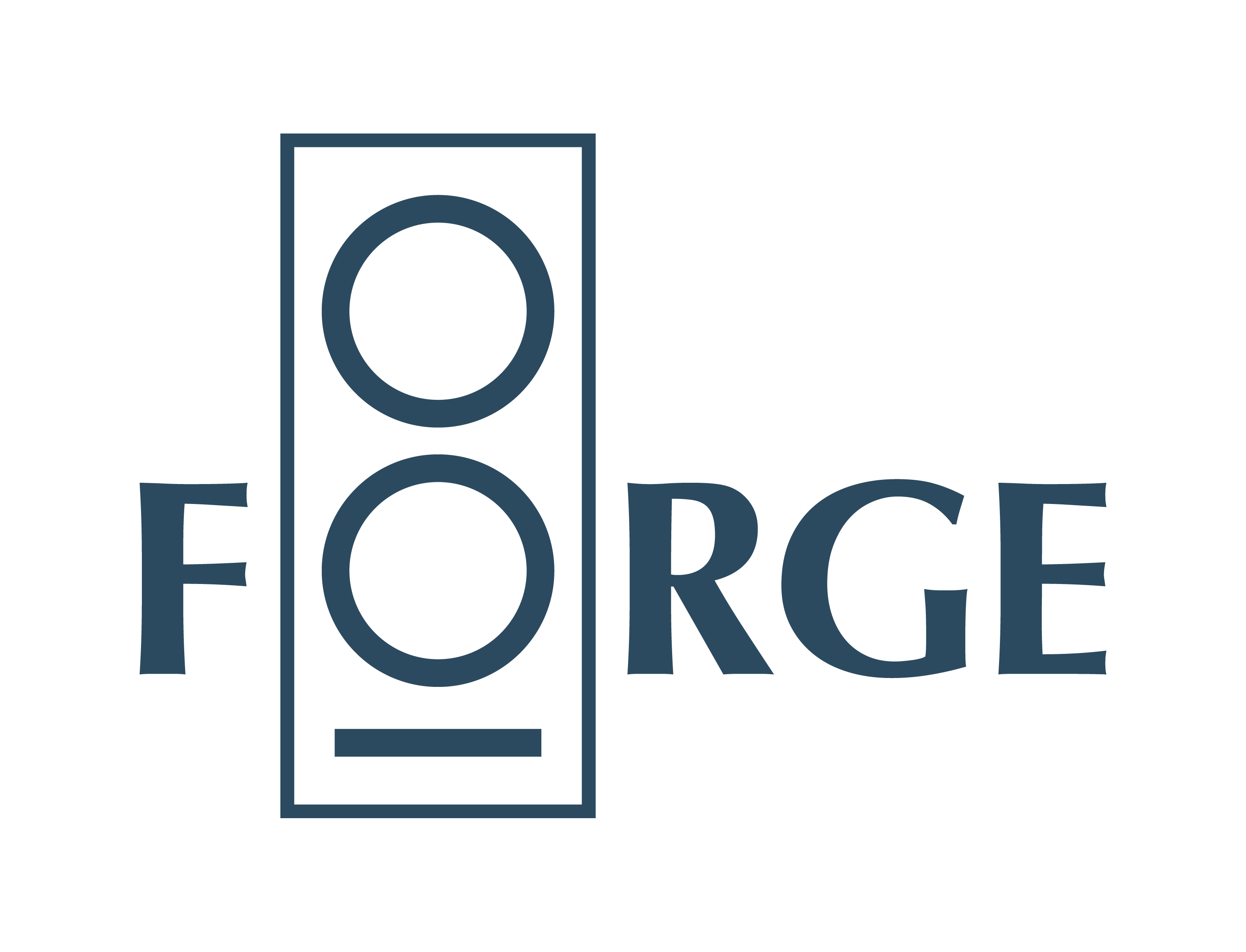 A blue and white logo with the word FORGE.
